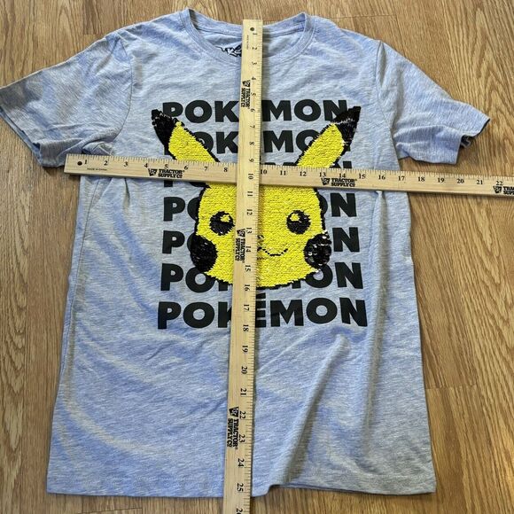 Polemon Pikachu Youth XL Tshirt Sequins Change Shift Flip See Pics - Picture 6 of 6